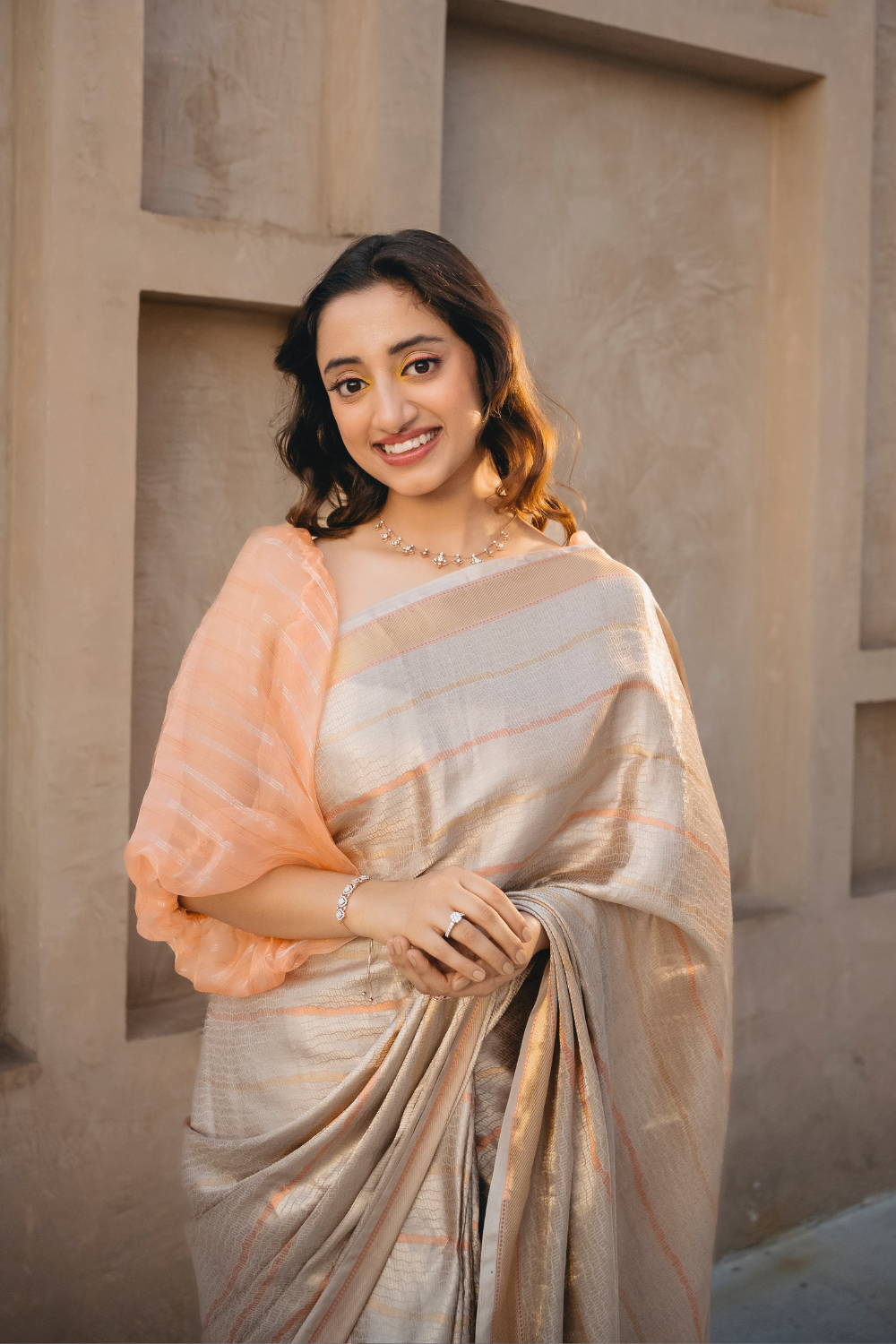 Handwoven 'luna' tissue saree