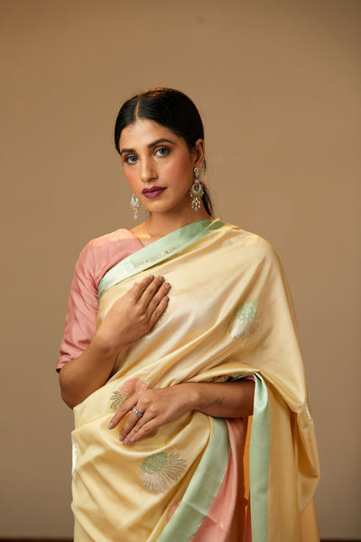 HANDWOVEN CREAM CONTEMPORARY SILK SAREE