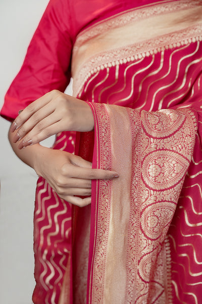 HANDWOVEN RED GEORGETTE SAREE