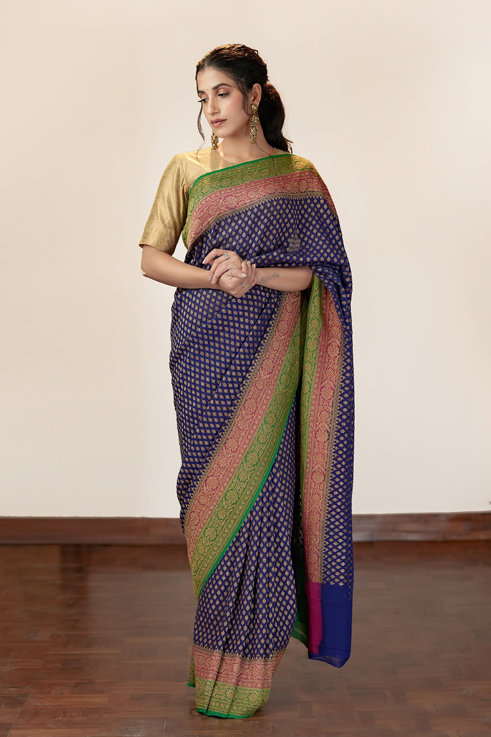 HANDWOVEN BLUE GEORGETTE SAREE