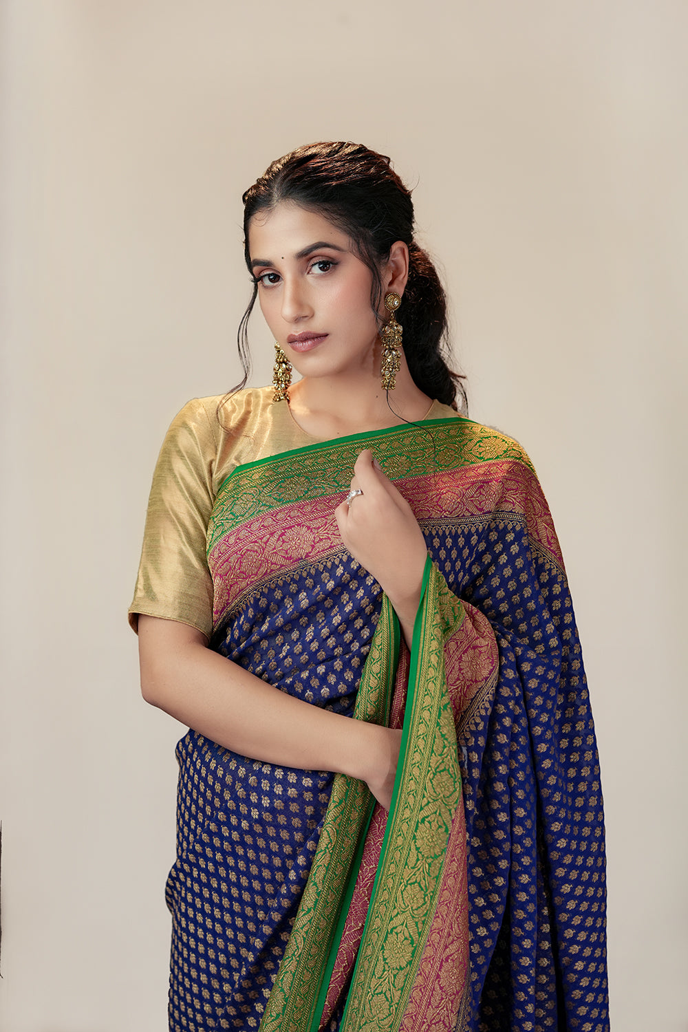 HANDWOVEN BLUE GEORGETTE SAREE