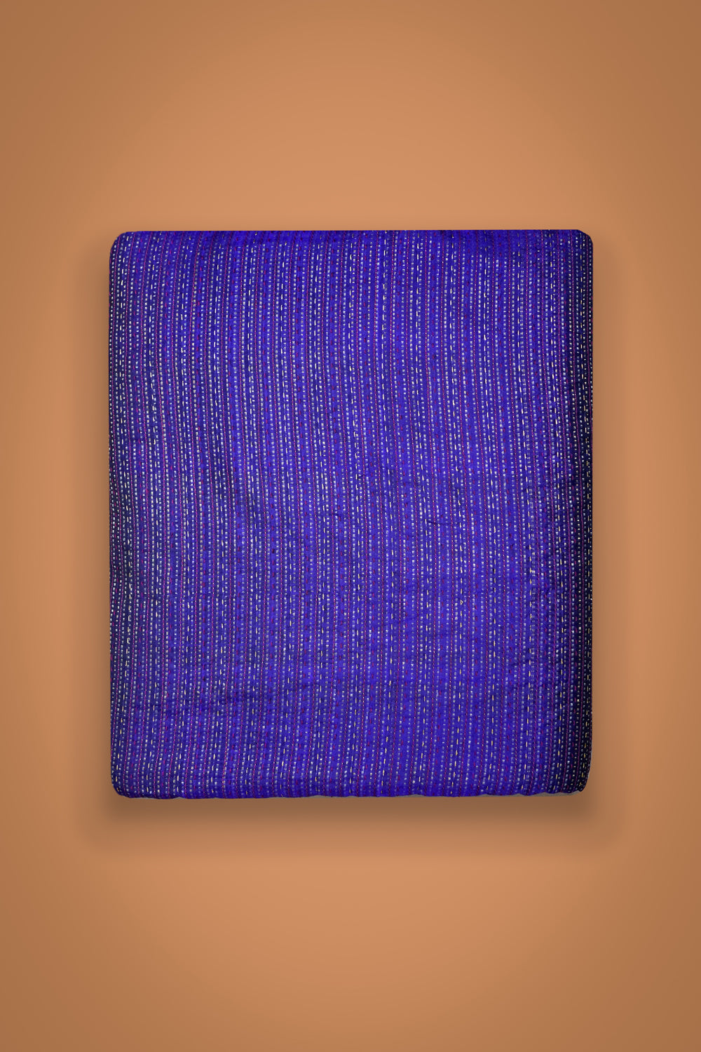 HANDWOVEN BLUE EMBROIDERED SILK FABRIC