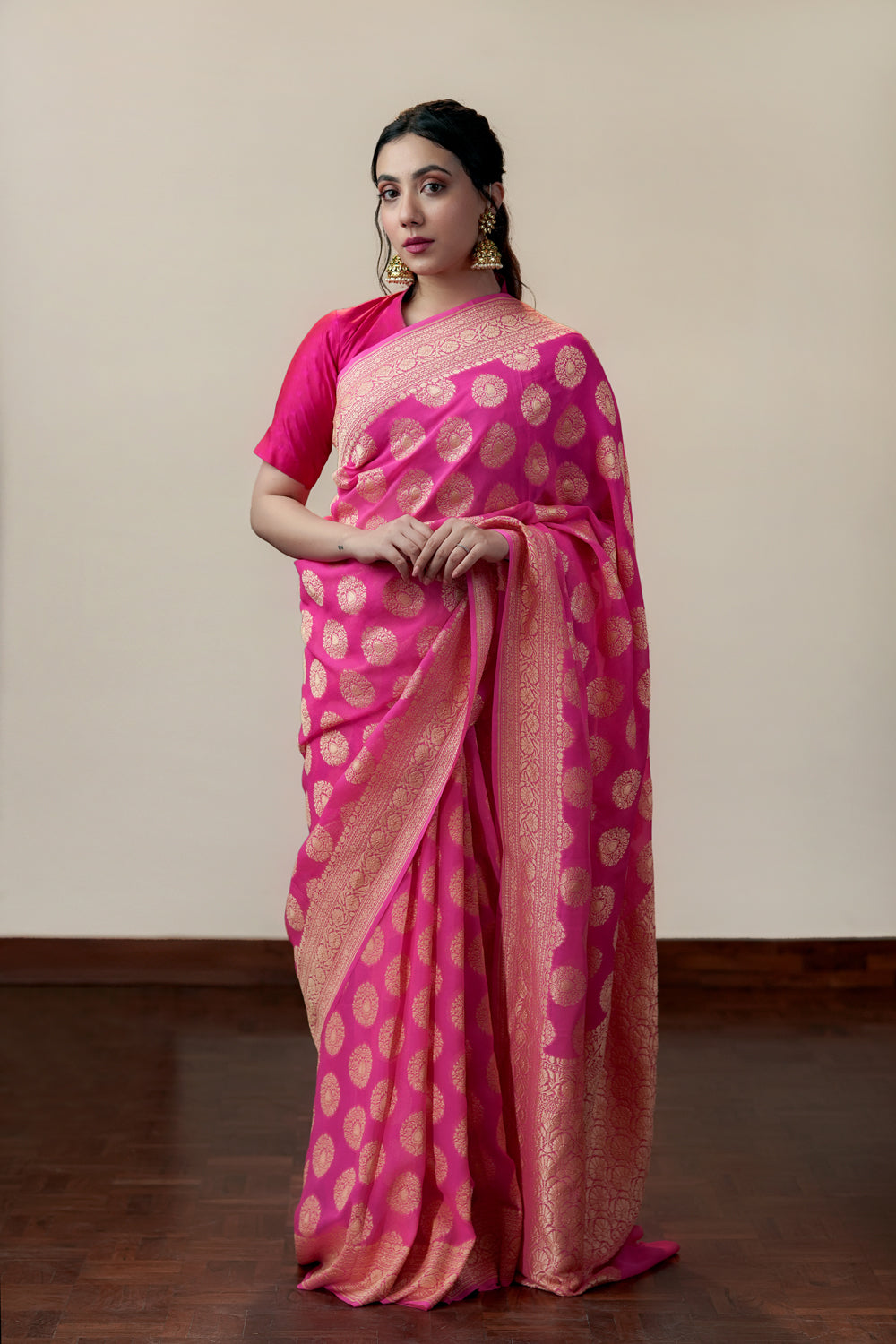 HANDWOVEN PINK GEORGETTE SAREE