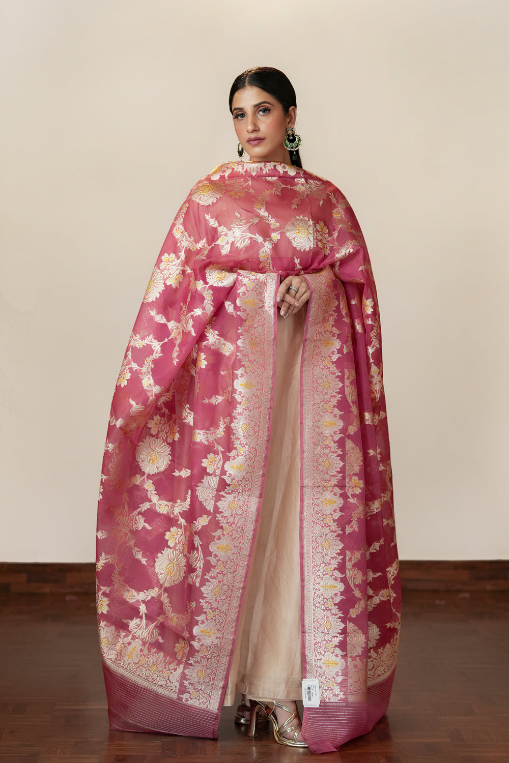 HANDWOVEN PINK VINTAGE ORGANZA DUPATTA