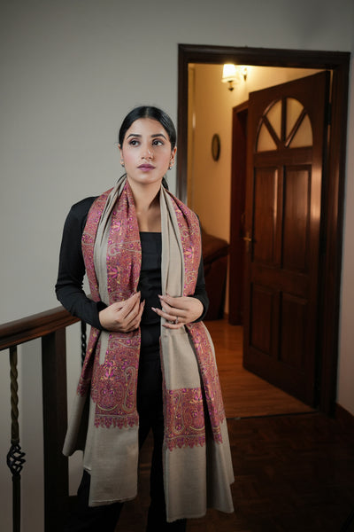 HANDWOVEN KASHMIRI EMBROIDERED PASHMINA SHAWL