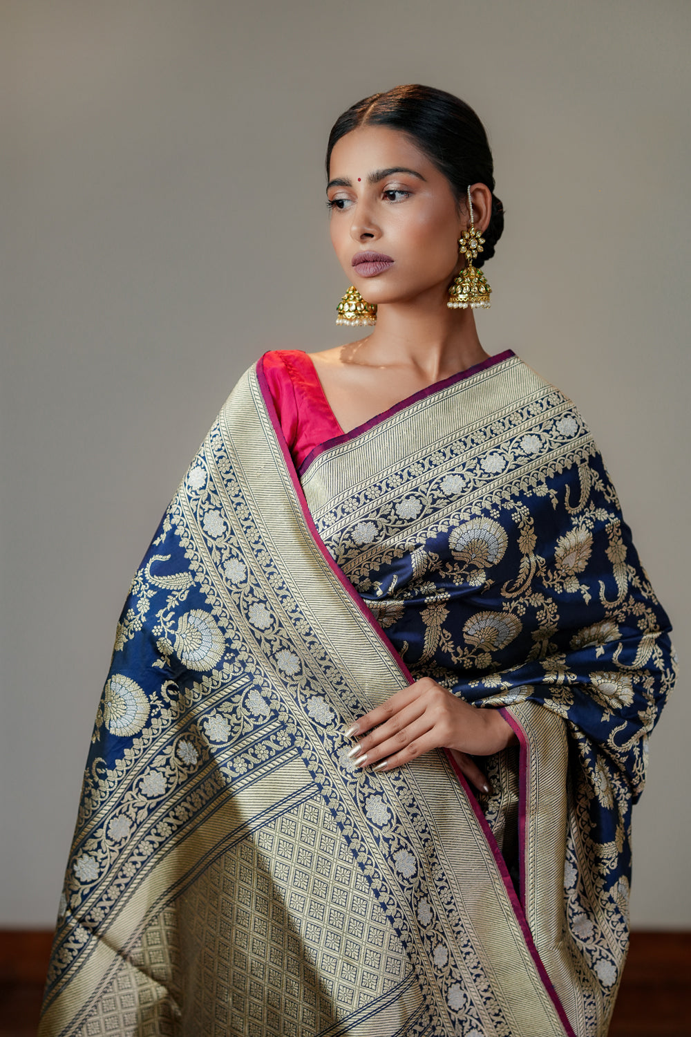 HANDWOVEN VINTAGE REVIVAL BLUE SILK SAREE