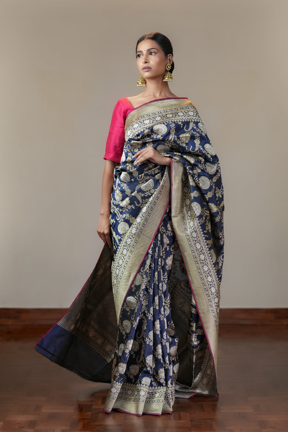 HANDWOVEN VINTAGE REVIVAL BLUE SILK SAREE