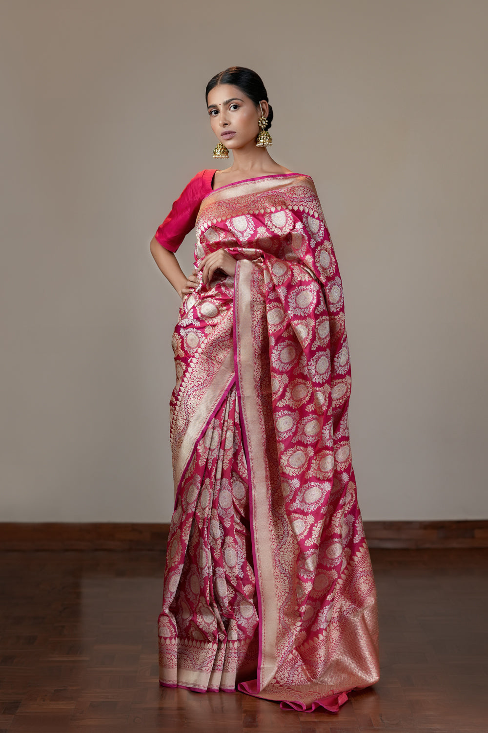 HANDWOVEN PINK VINTAGE REVIVAL SILK SAREE