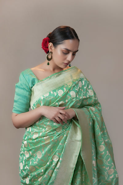 HANDWOVEN GREEN SILK SAREE