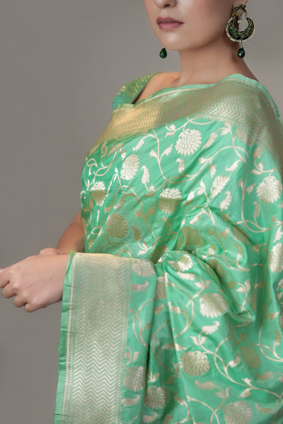 HANDWOVEN GREEN SILK SAREE