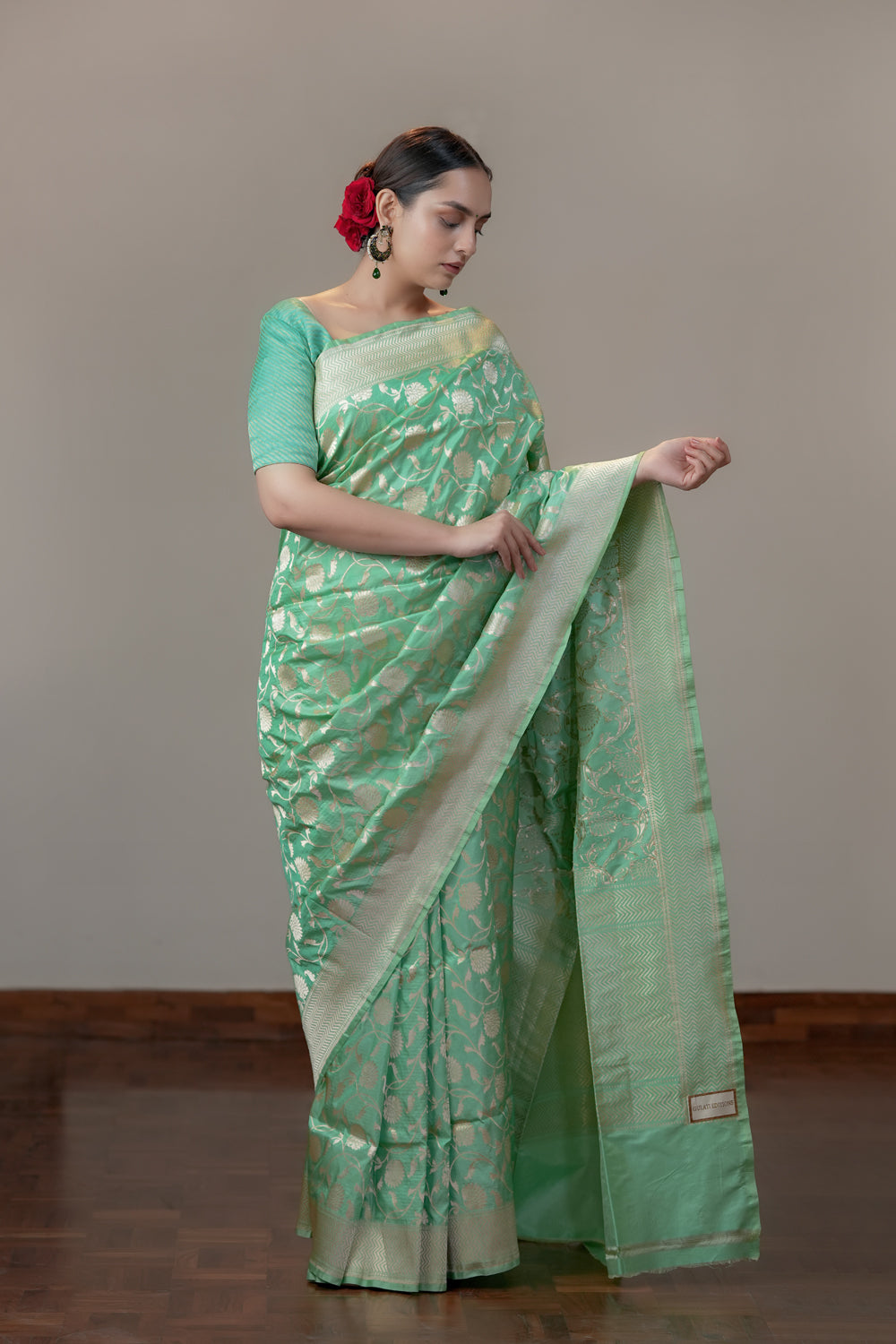 HANDWOVEN GREEN SILK SAREE