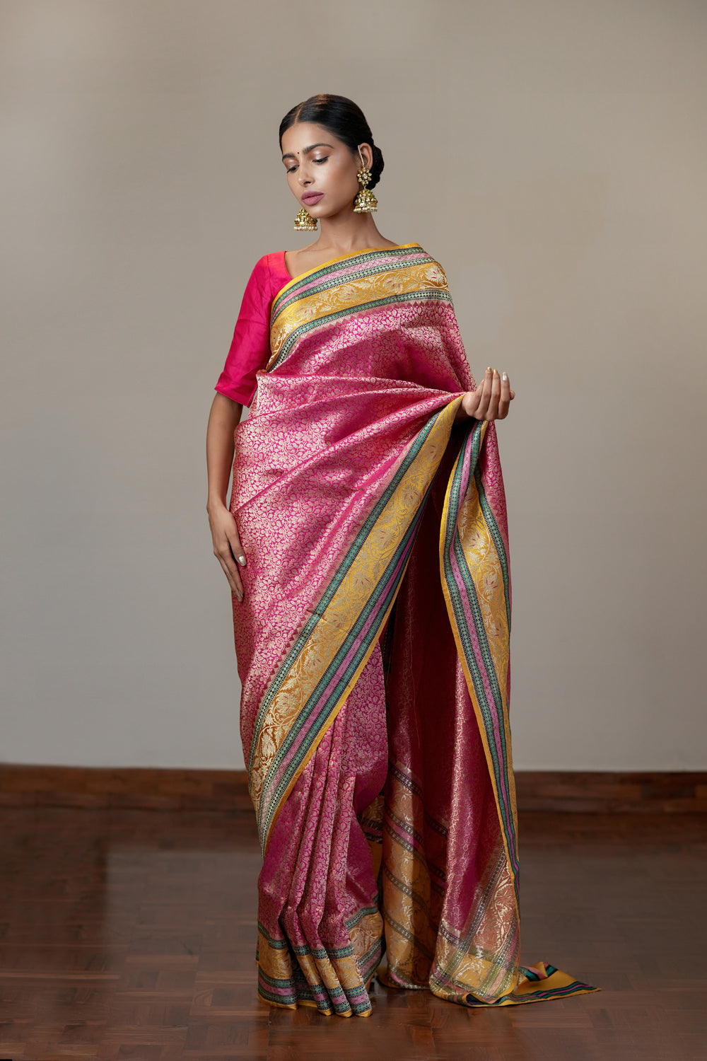 HANDWOVEN PINK SILK SAREE