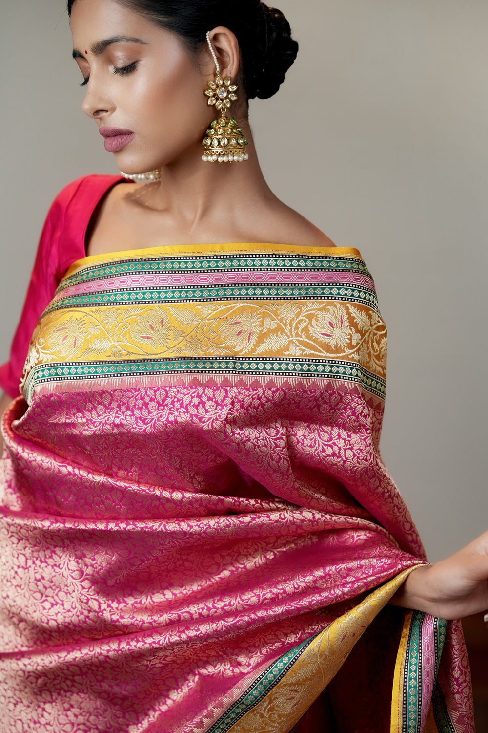 HANDWOVEN PINK SILK SAREE