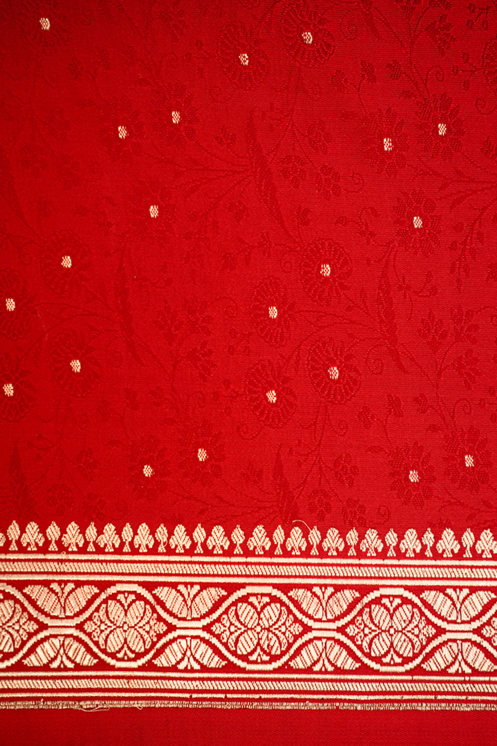 HANDWOVEN RED SATIN SILK SAREE