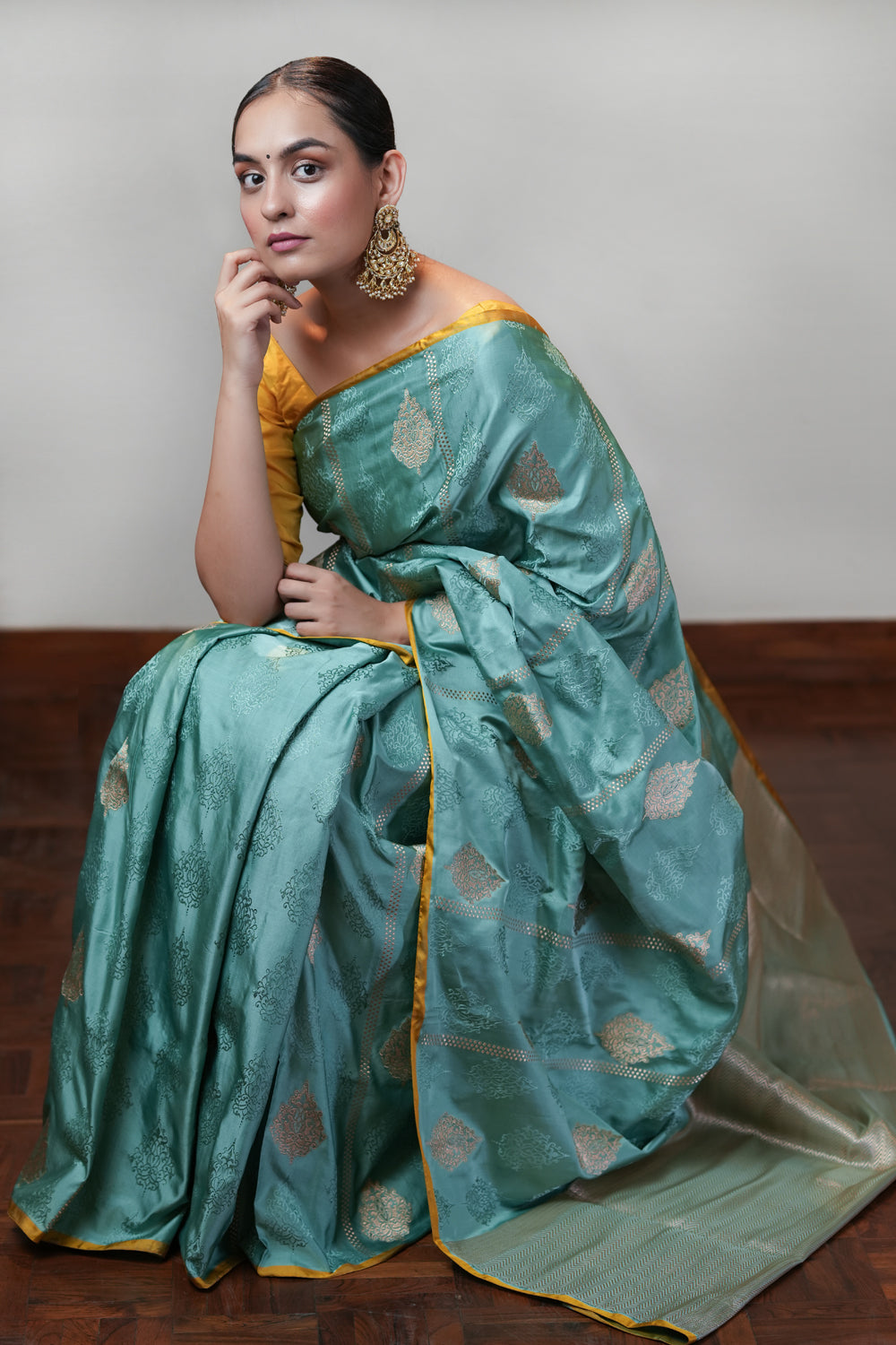 HANDWOVEN BLUE TANCHOI SATIN SAREE