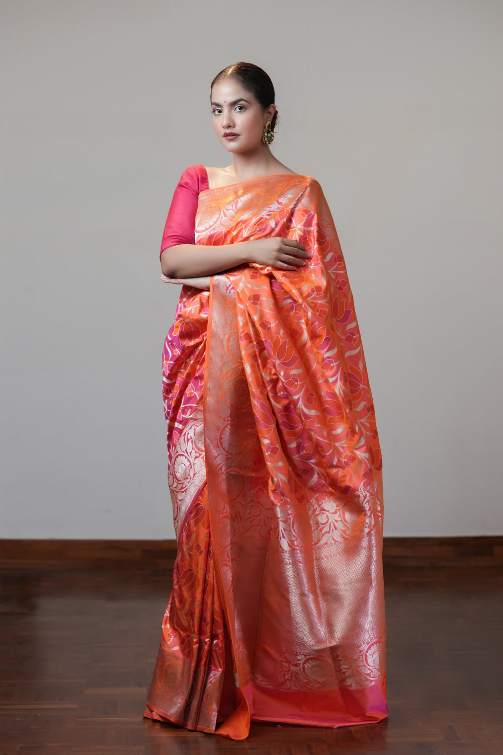 HANDWOVEN CANDY ORANGE SILK SAREE