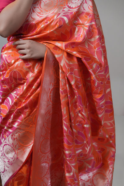 HANDWOVEN CANDY ORANGE SILK SAREE