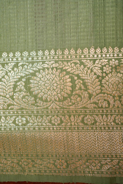 HANDWOVEN GREEN MUGA SILK SAREE