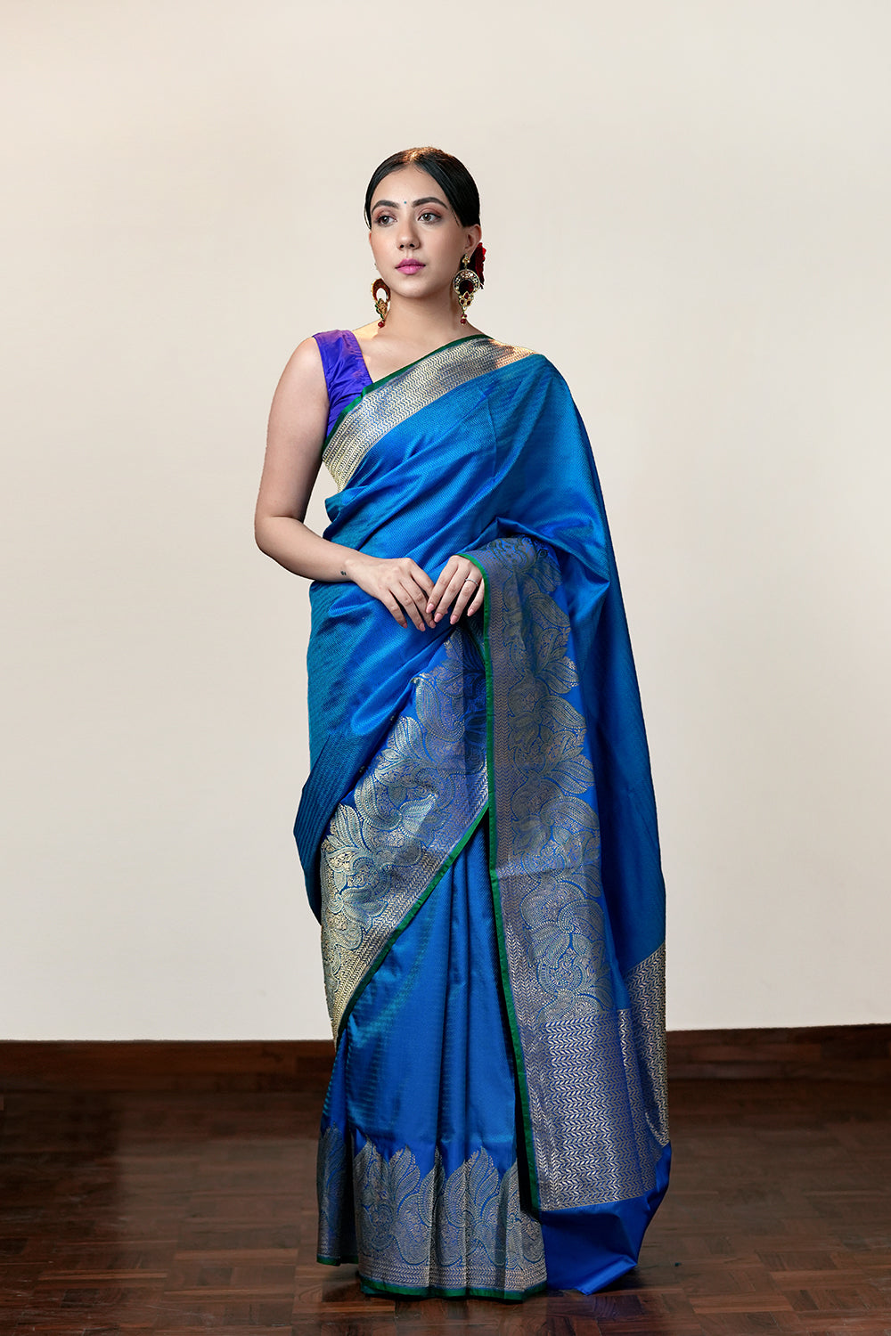 HANDWOVEN BLUE TANCHOI SILK SAREE