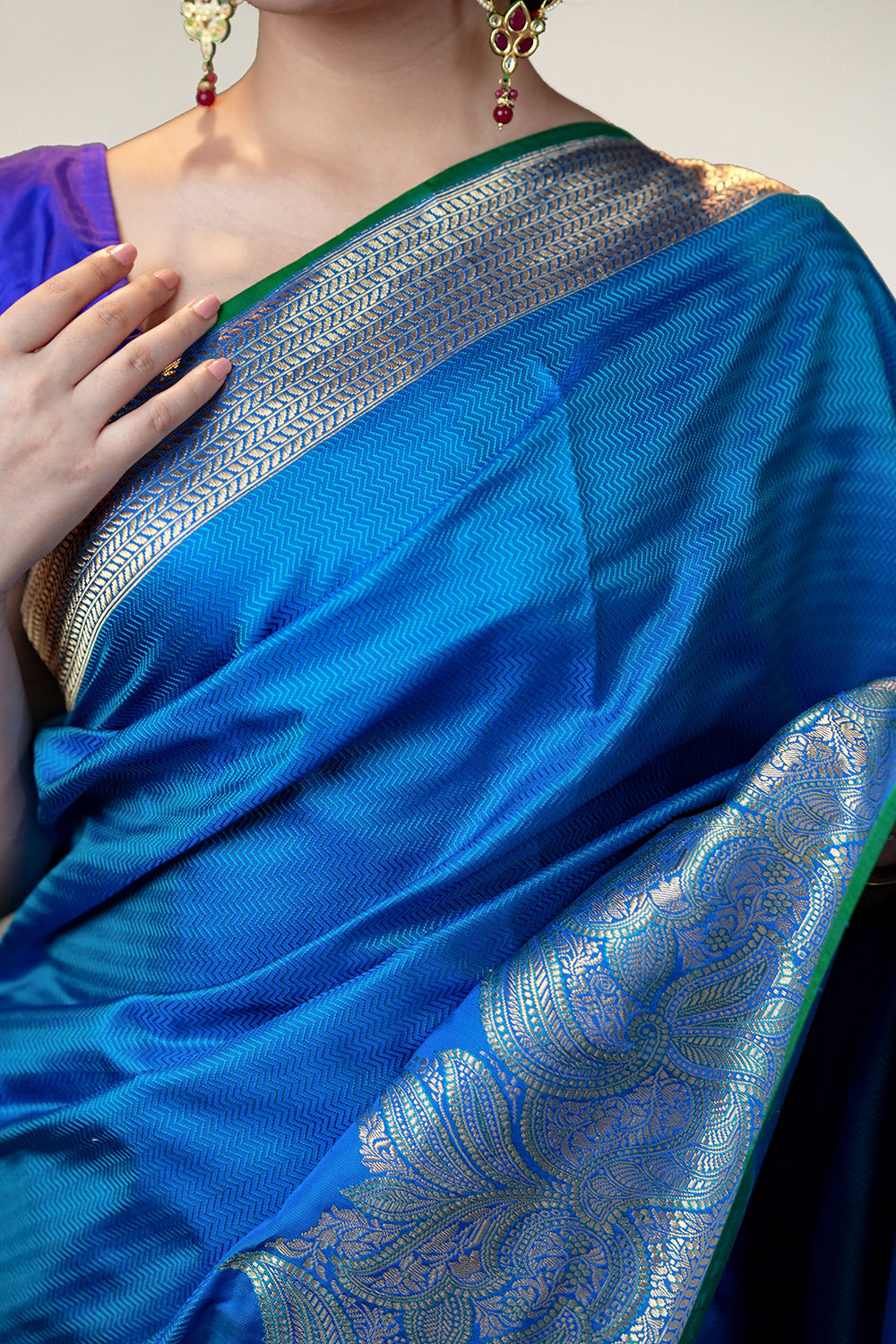 HANDWOVEN BLUE TANCHOI SILK SAREE