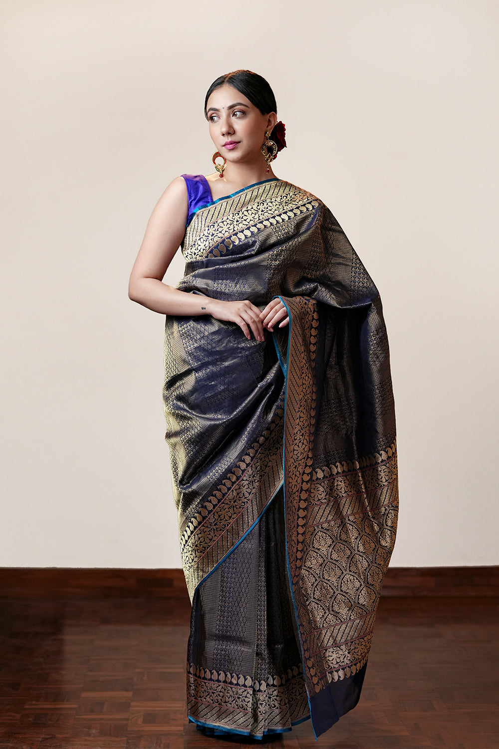 HANDWOVEN BLUE SILK SAREE