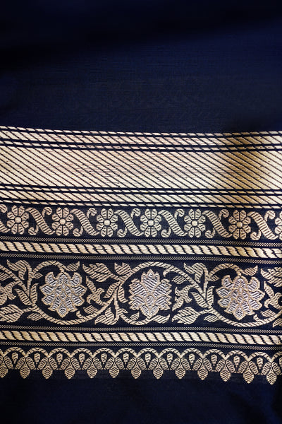 HANDWOVEN VINTAGE REVIVAL BLUE SILK SAREE