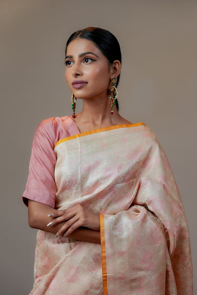 HANDWOVEN PINK SILK SAREE