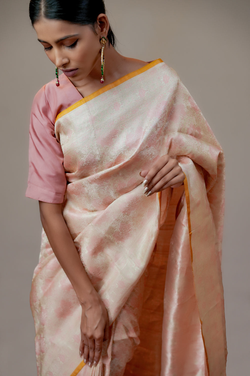 HANDWOVEN PINK SILK SAREE