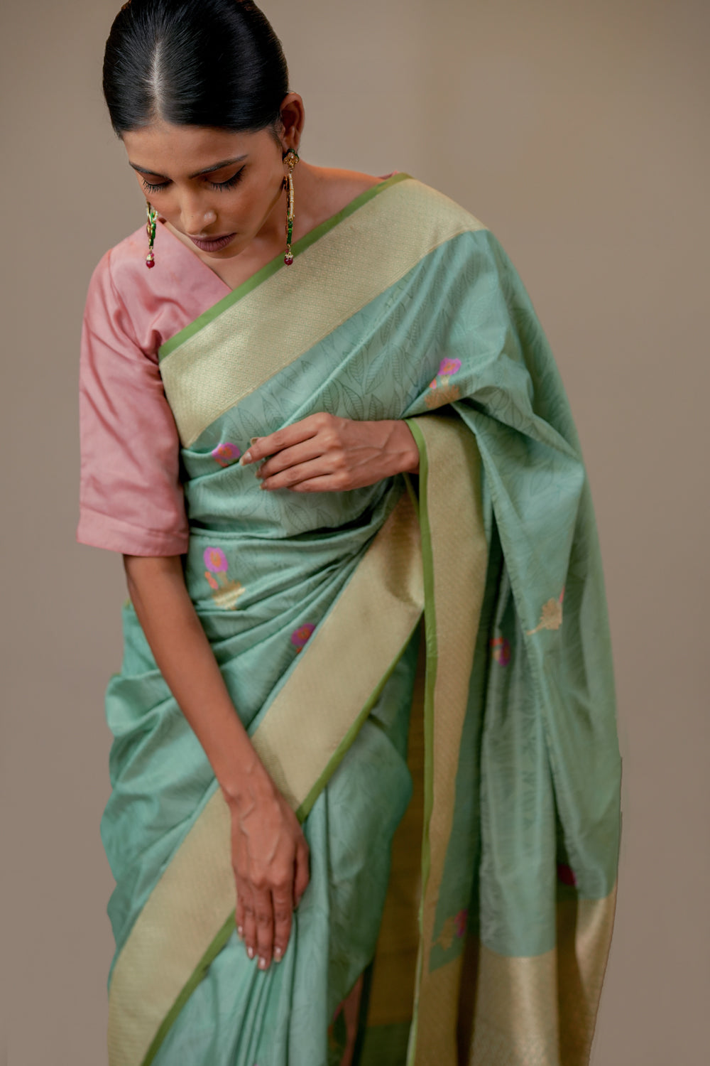 HANDWOVEN TEAL SILK SAREE