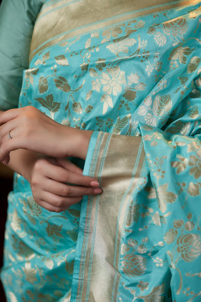 HANDWOVEN BLUE SILK SAREE