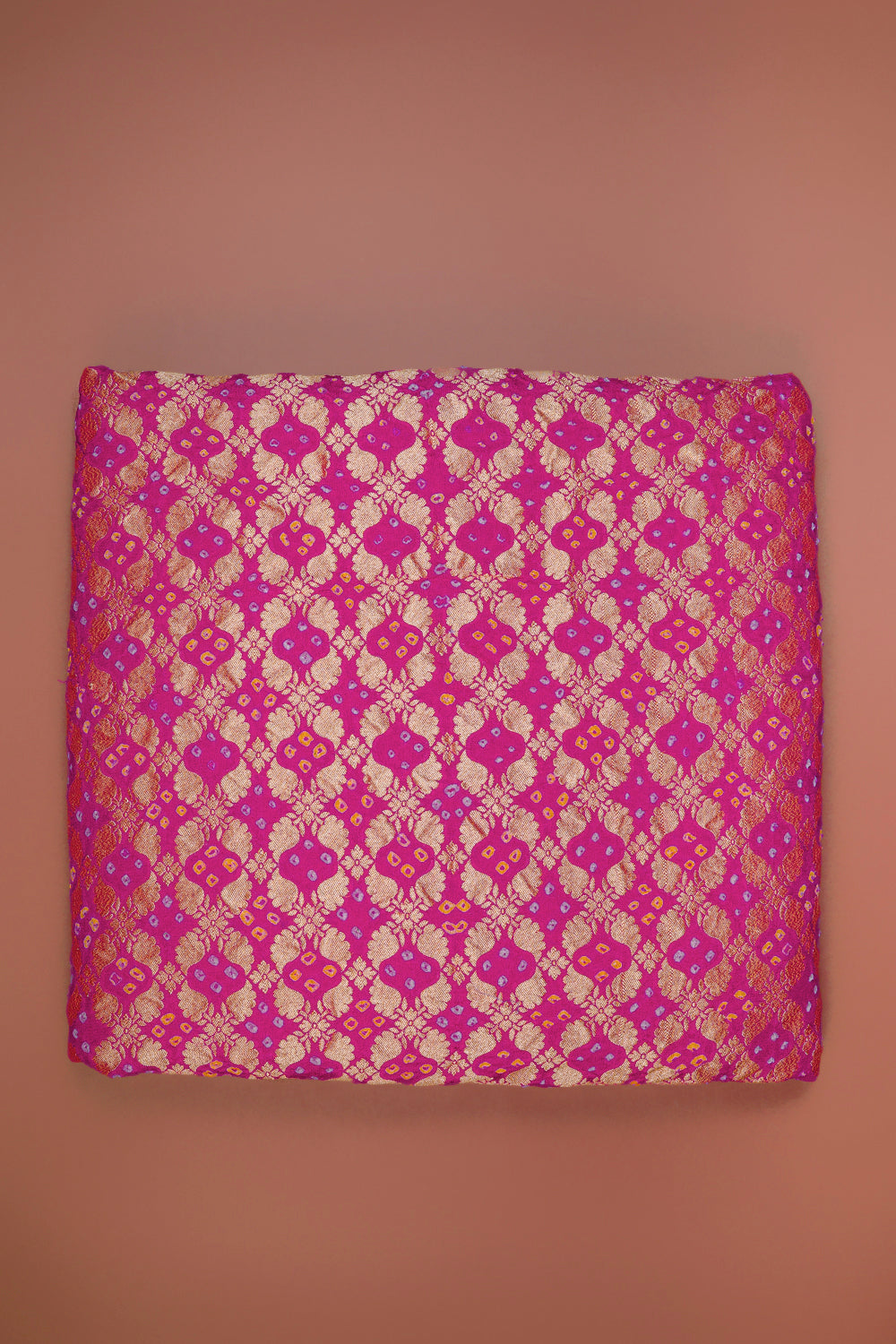 HANDWOVEN PINK ZARI BANNDHEJ FABRIC