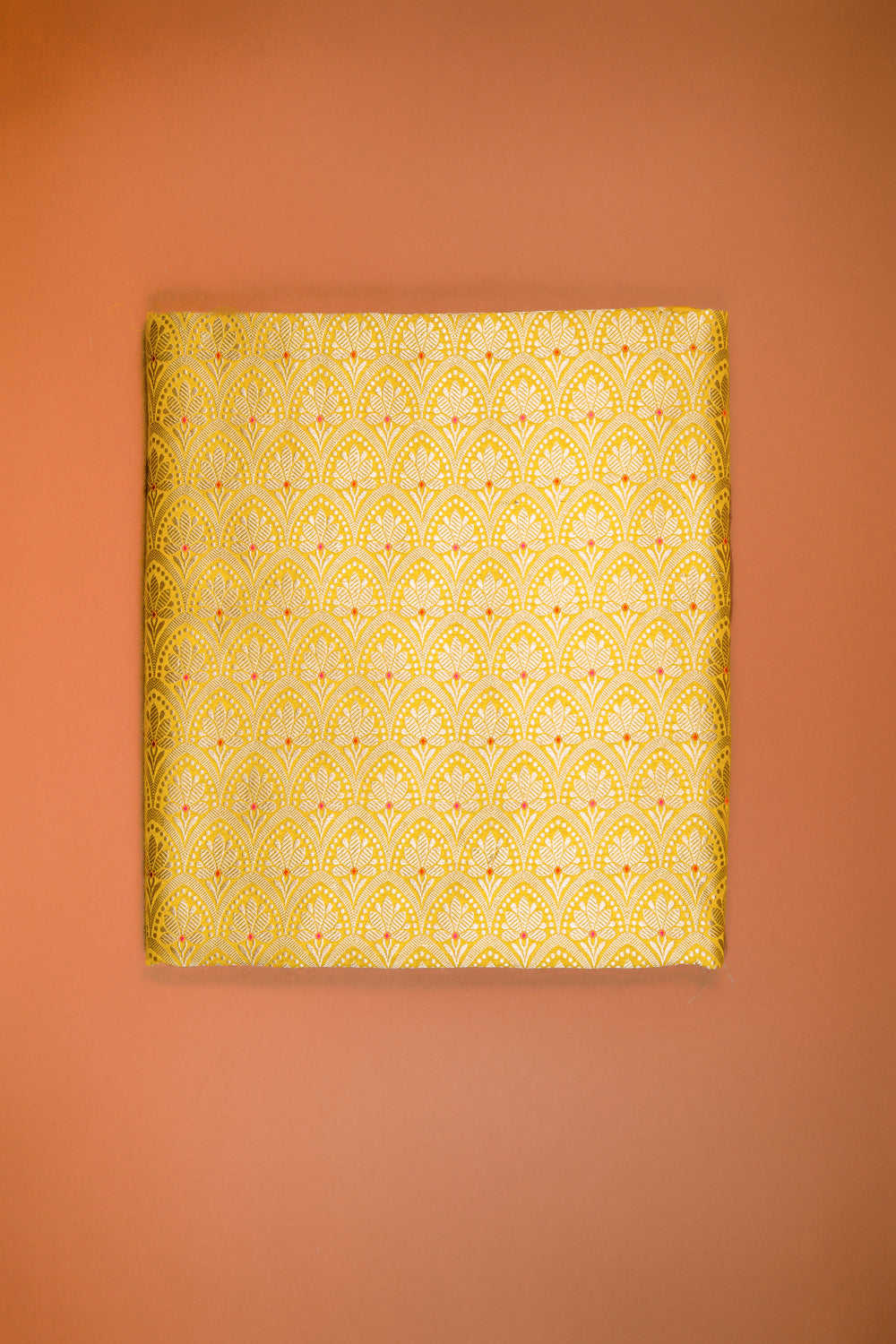 HANDWOVEN YELLOW MEENAKARI SILK FABRIC