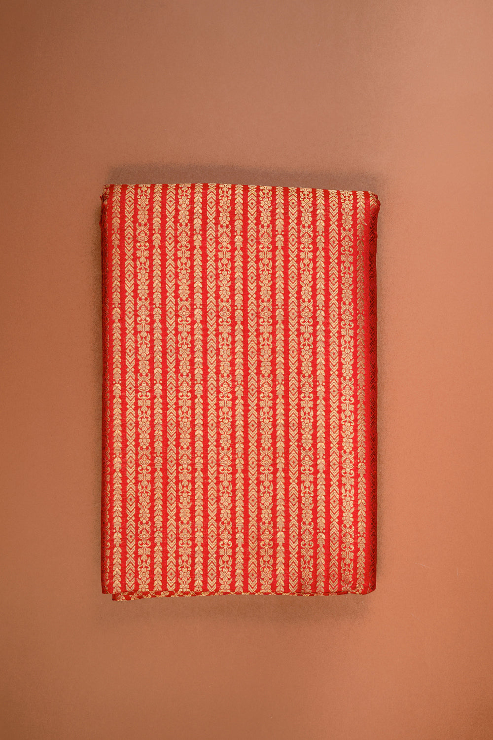 HANDWOVEN RED STRIPE SILK FABRIC