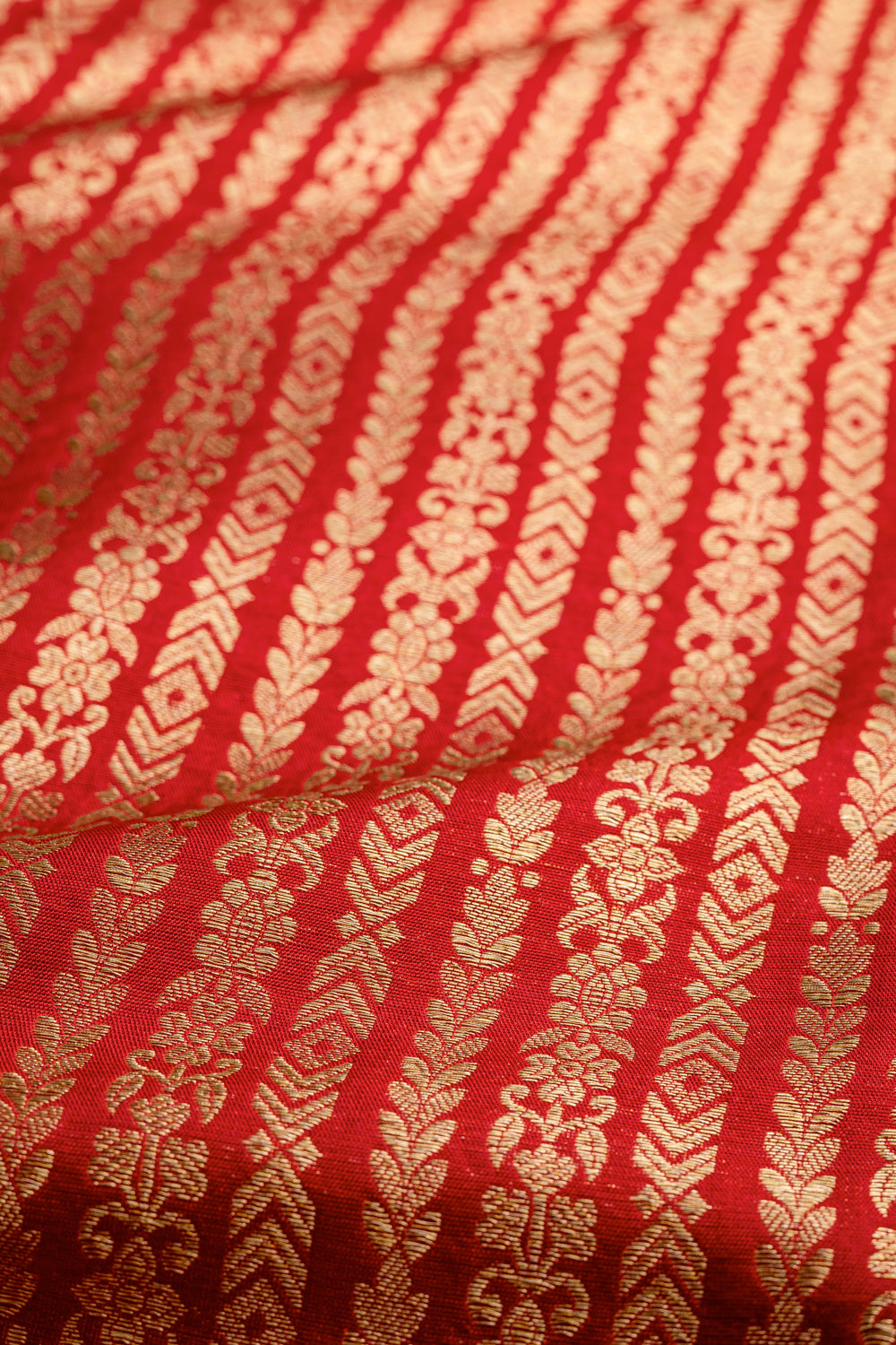 HANDWOVEN RED STRIPE SILK FABRIC