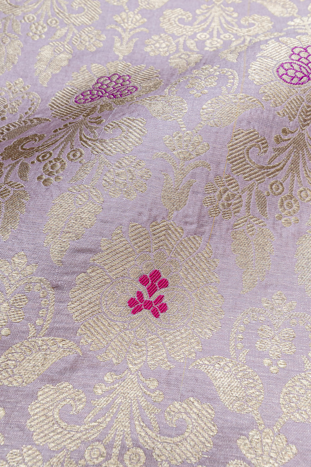 HANDWOVEN LAVENDER MEENAKARI SILK FABRIC