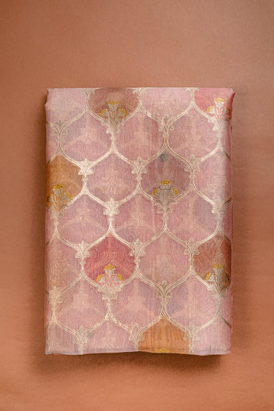 HANDWOVEN BLUSH PINK RANGKAT ORGANZA FABRIC