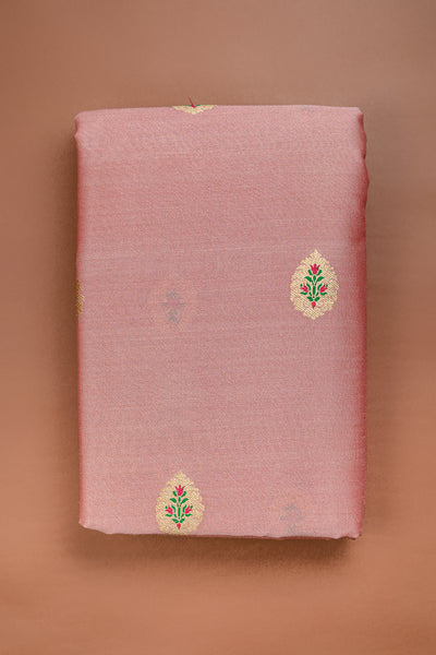 HANDWOVEN PINK MEENAKARI MUGA FABRIC