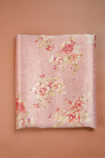 HANDWOVEN PINK FLORAL CREPE-GEORGETTE FABRIC