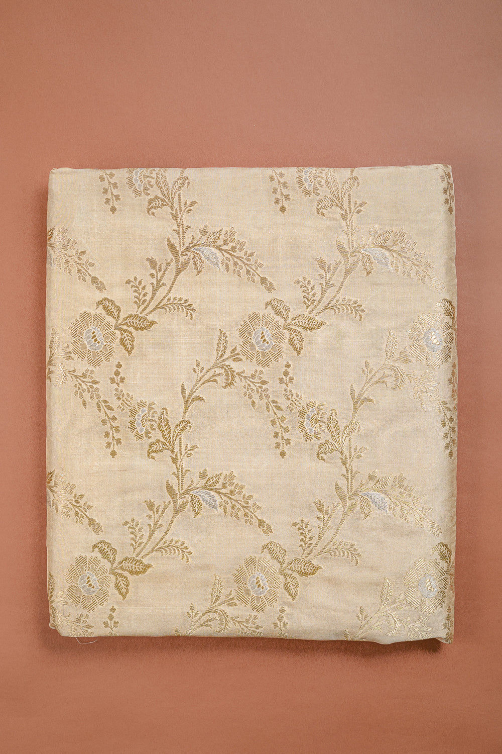 HANDWOVEN CREAM JANGLA SILK FABRIC