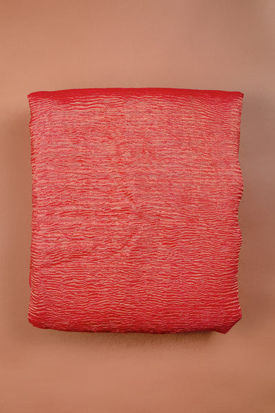 HANDWOVEN CARROT PINK CRUSHED TISSUE FABRIC