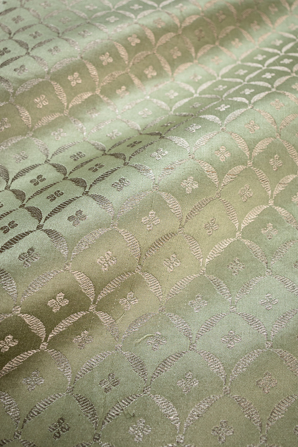 HANDWOVEN MINT GREEN SATIN SILK FABRIC