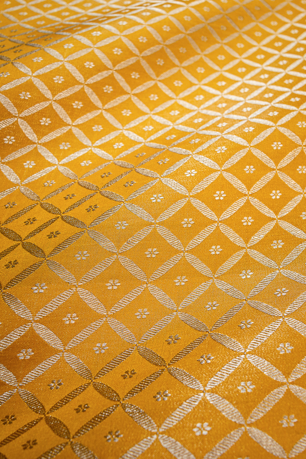 HANDWOVEN MUSTARD SATIN SILK FABRIC