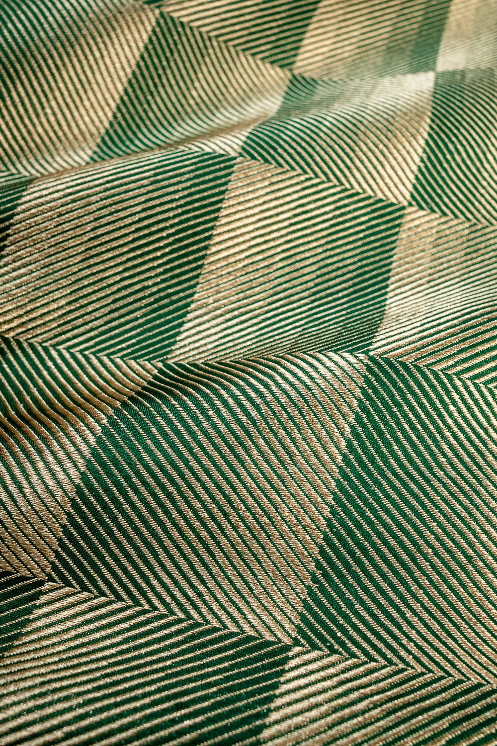 HANDWOVEN GREEN SILK FABRIC