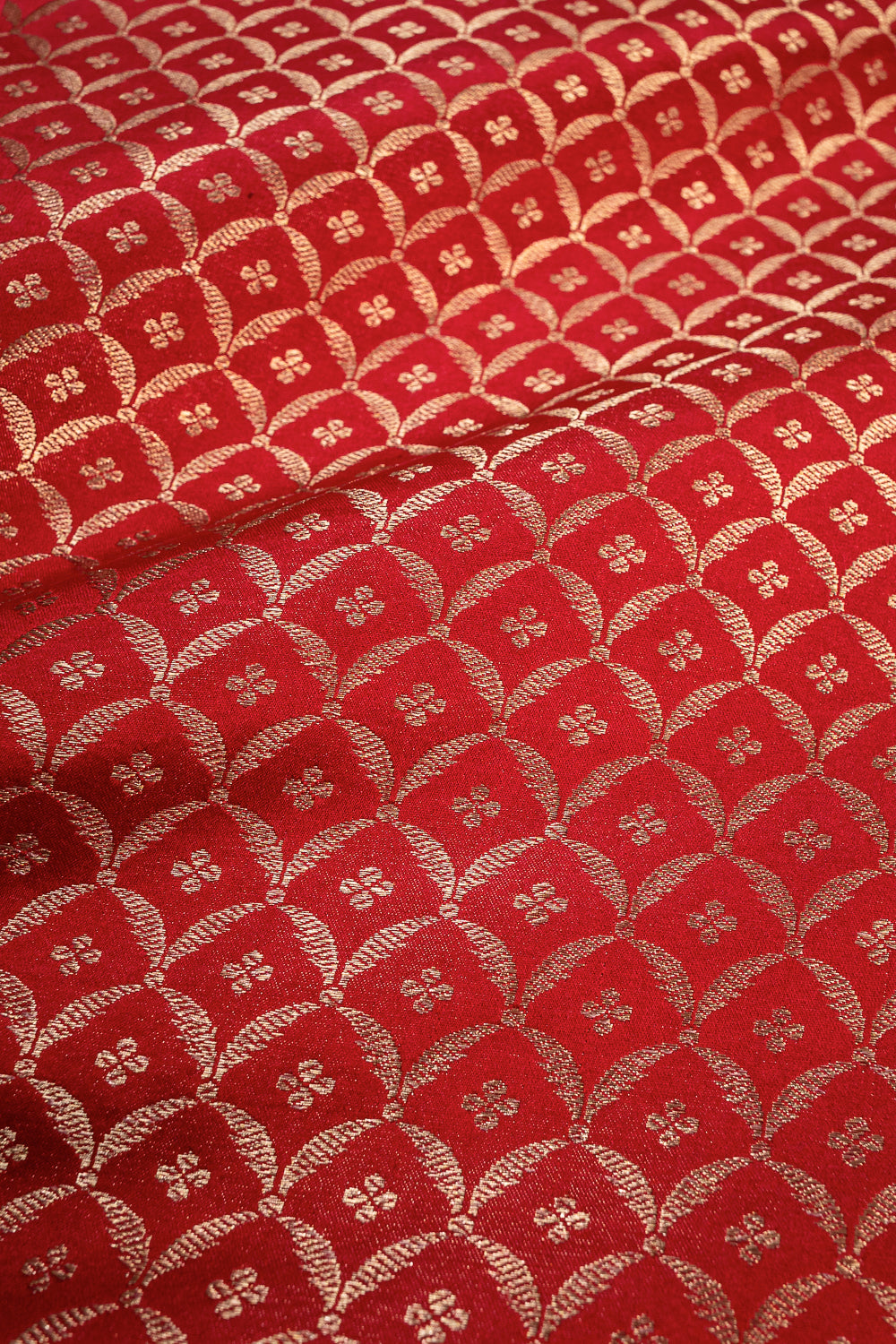 HANDWOVEN RED SATIN SILK FABRIC