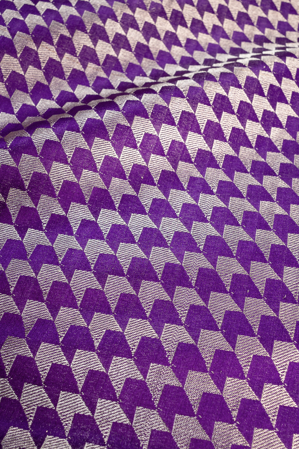 HANDWOVEN PURPLE SATIN SILK FABRIC