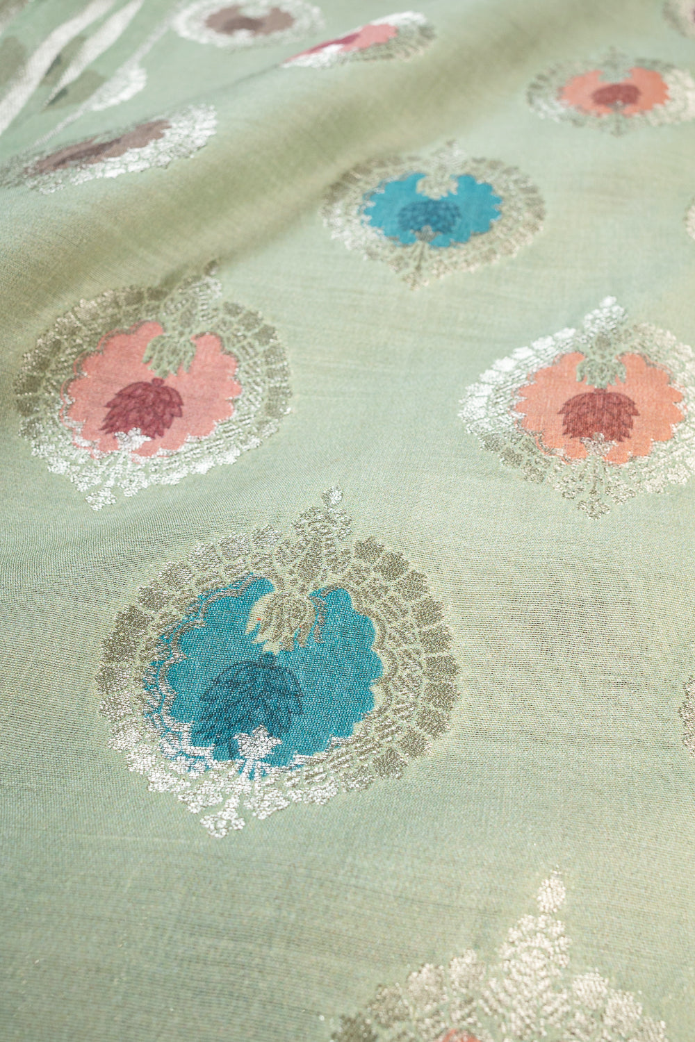 HANDWOVEN MINT GREEN MUGA FABRIC