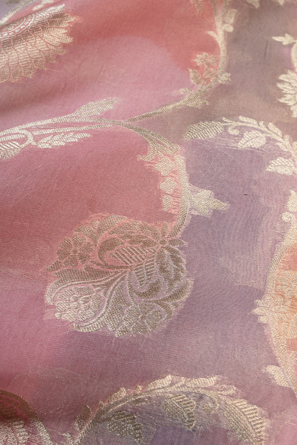 HANDWOVEN PINK PURPLE RANGKAT ORGANZA FABRIC