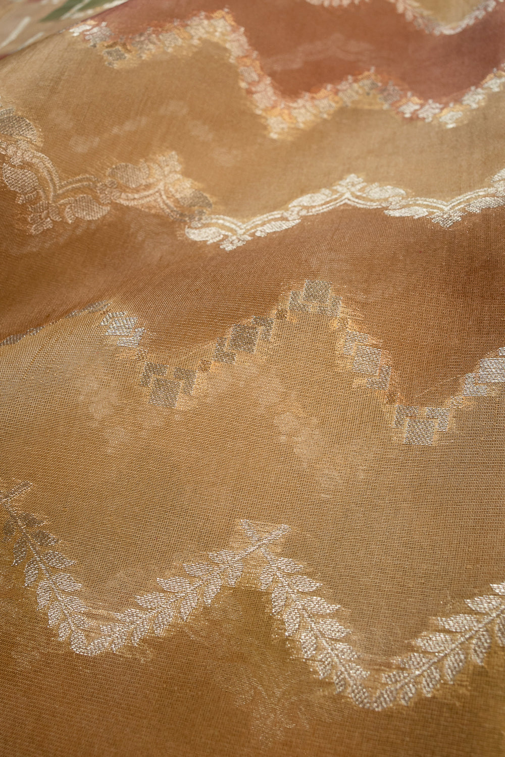 HANDWOVEN OCHRE CHEVRON RANGKAT ORGANZA FABRIC