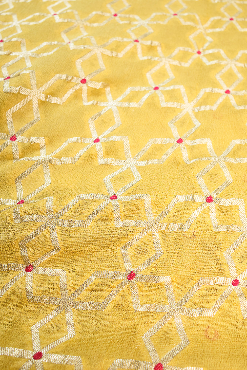 HANDWOVEN YELLOW MEENAKARI GEORGETTE FABRIC