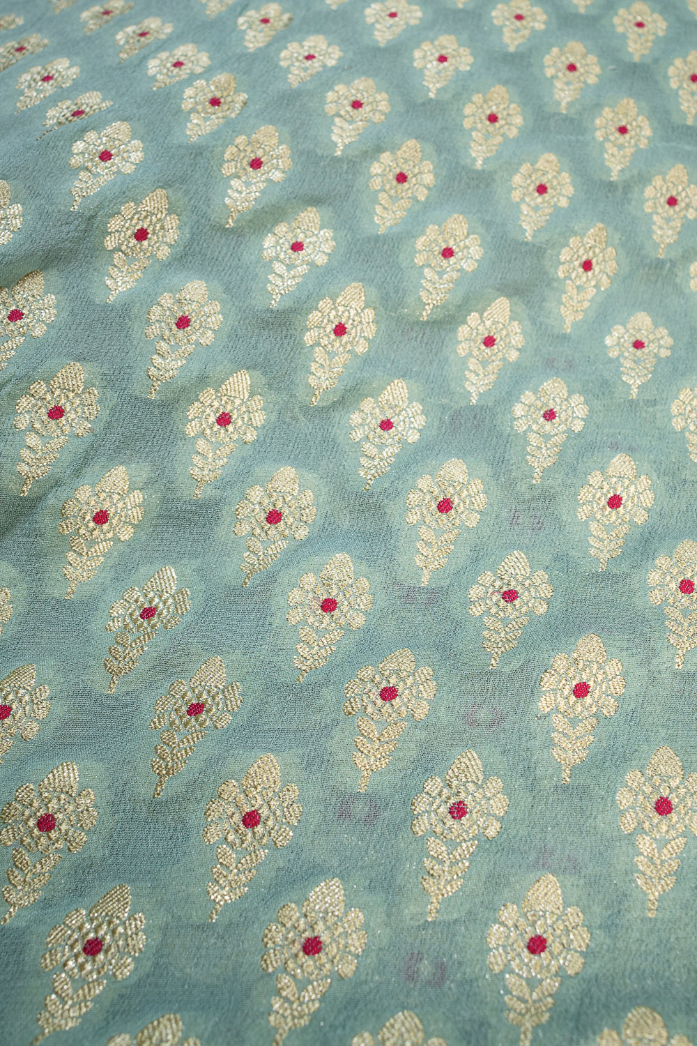 HANDWOVEN BLUE-PINK MEENAKARI GEORGETTE FABRIC